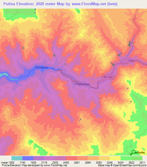 Putina,Peru Elevation Map