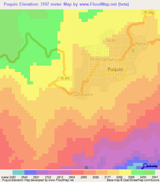 Puquio,Peru Elevation Map