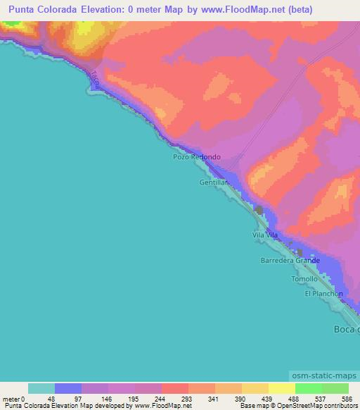 Punta Colorada,Peru Elevation Map