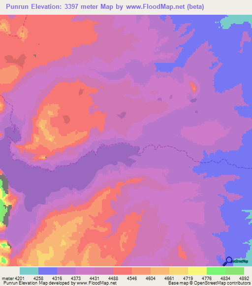 Punrun,Peru Elevation Map