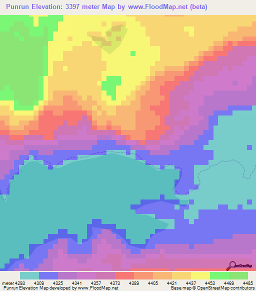 Punrun,Peru Elevation Map