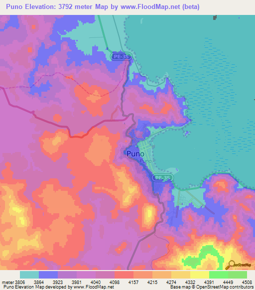 Puno,Peru Elevation Map
