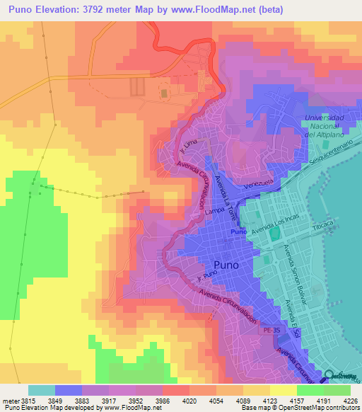 Puno,Peru Elevation Map