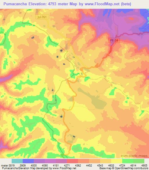 Pumacancha,Peru Elevation Map