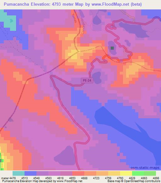 Pumacancha,Peru Elevation Map