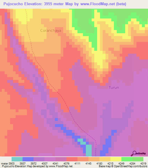 Pujocucho,Peru Elevation Map