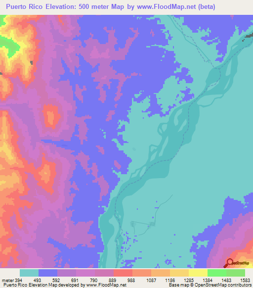 Puerto Rico,Peru Elevation Map