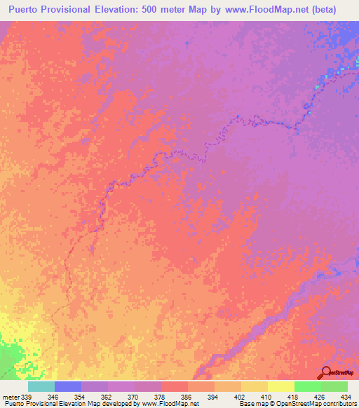 Puerto Provisional,Peru Elevation Map