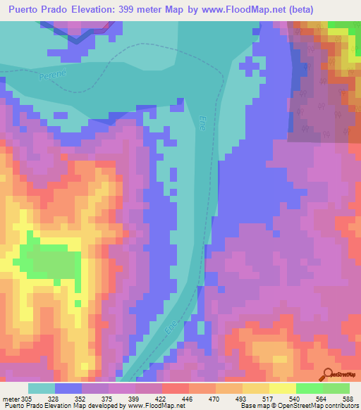 Puerto Prado,Peru Elevation Map