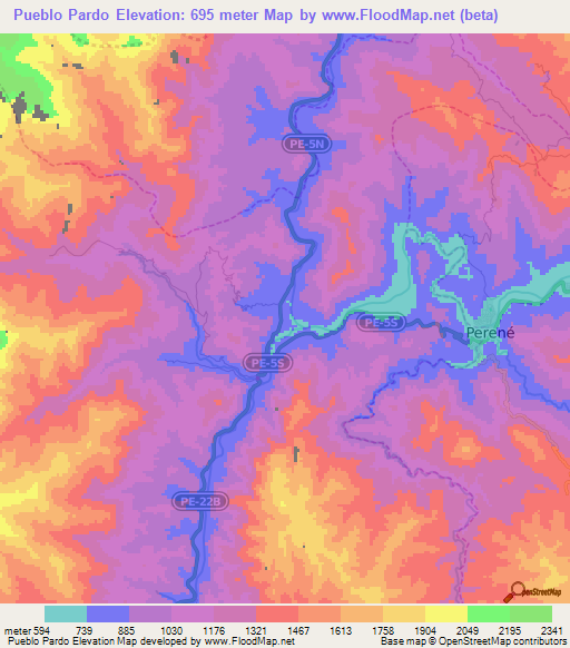 Pueblo Pardo,Peru Elevation Map