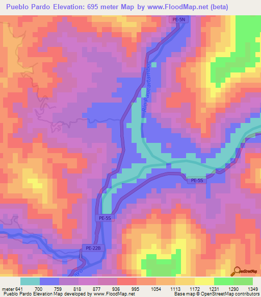 Pueblo Pardo,Peru Elevation Map