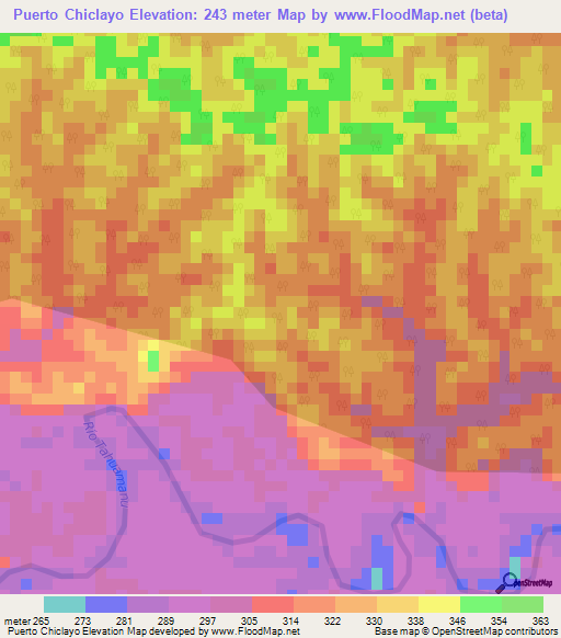 Puerto Chiclayo,Peru Elevation Map