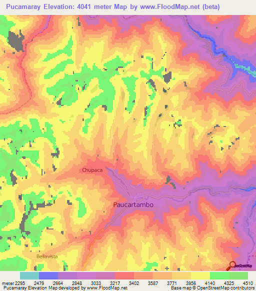 Pucamaray,Peru Elevation Map
