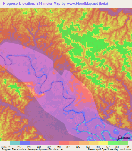 Progreso,Peru Elevation Map