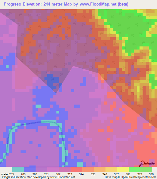 Progreso,Peru Elevation Map