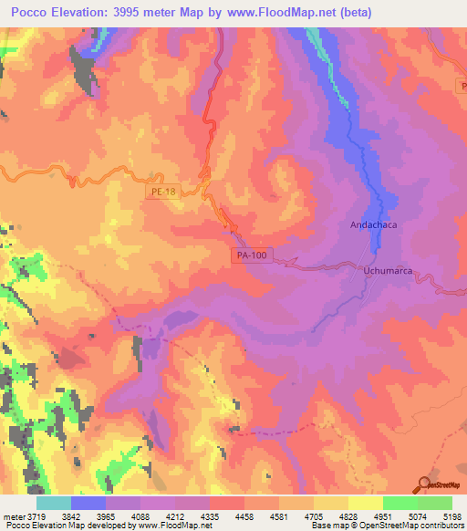 Pocco,Peru Elevation Map