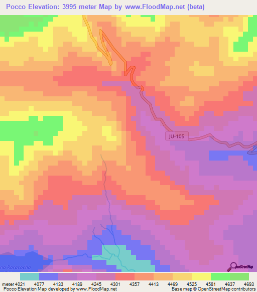Pocco,Peru Elevation Map