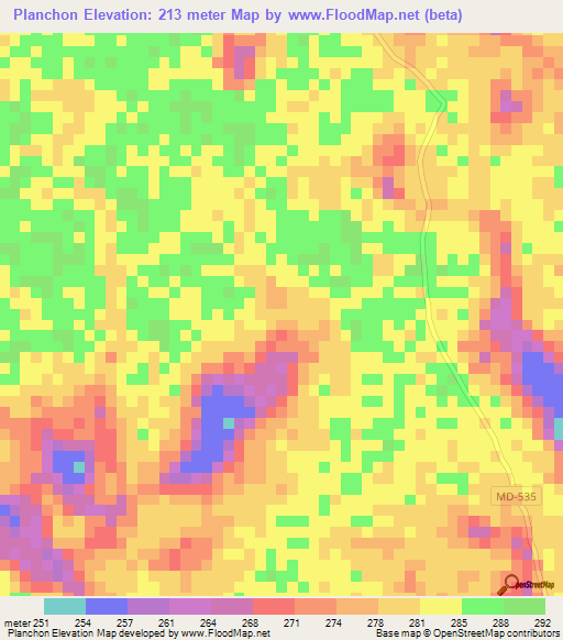 Planchon,Peru Elevation Map