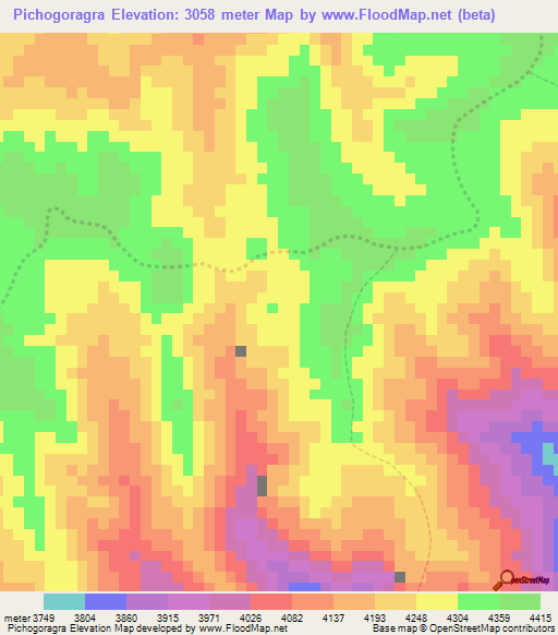 Pichogoragra,Peru Elevation Map