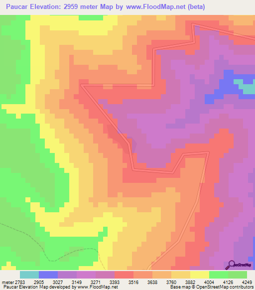 Paucar,Peru Elevation Map