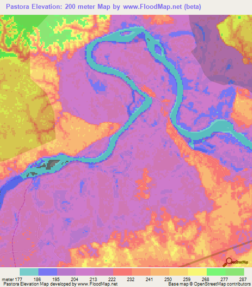 Pastora,Peru Elevation Map