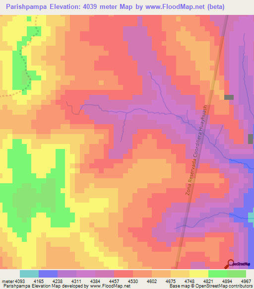 Parishpampa,Peru Elevation Map