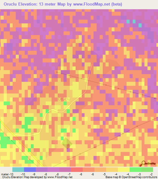 Oruclu,Azerbaijan Elevation Map