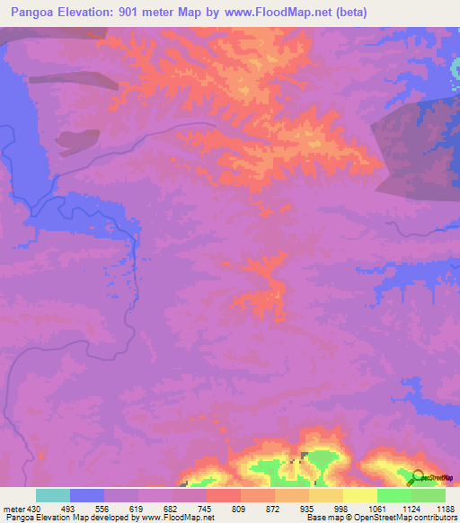 Pangoa,Peru Elevation Map