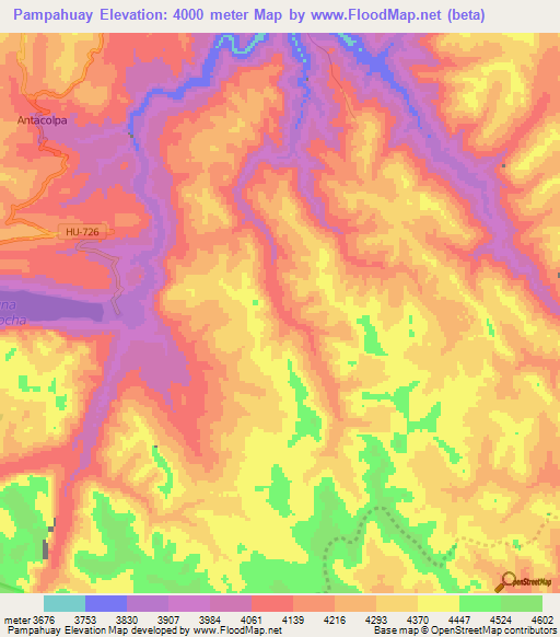 Pampahuay,Peru Elevation Map