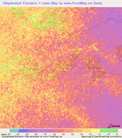 Oktyabrabad,Azerbaijan Elevation Map