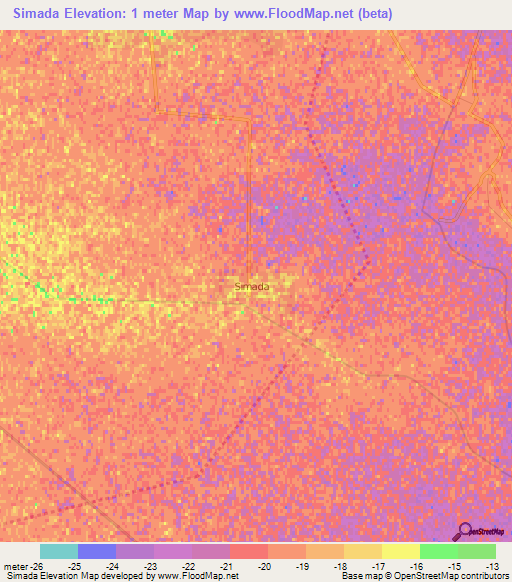 Simada,Azerbaijan Elevation Map