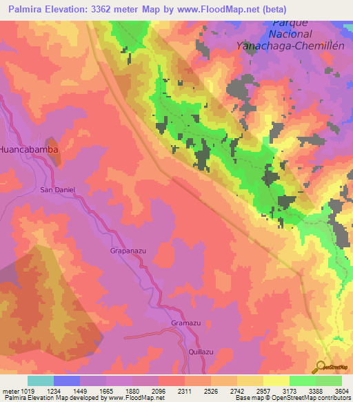Palmira,Peru Elevation Map