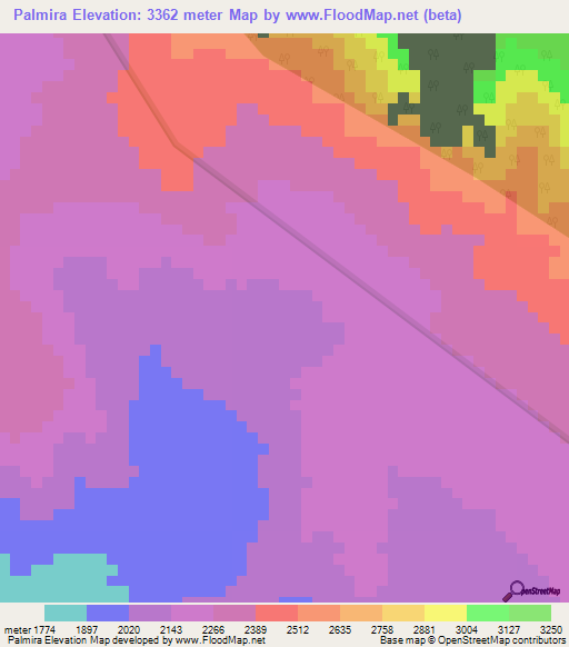Palmira,Peru Elevation Map