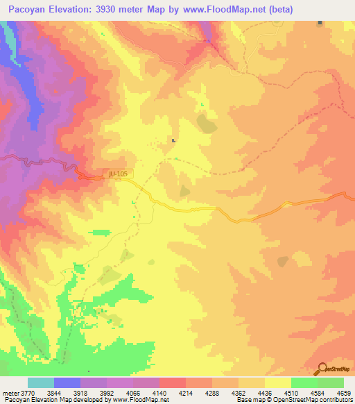 Pacoyan,Peru Elevation Map