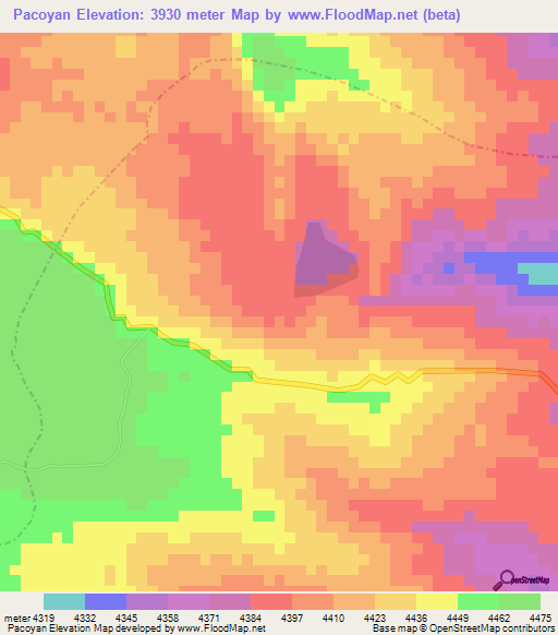 Pacoyan,Peru Elevation Map