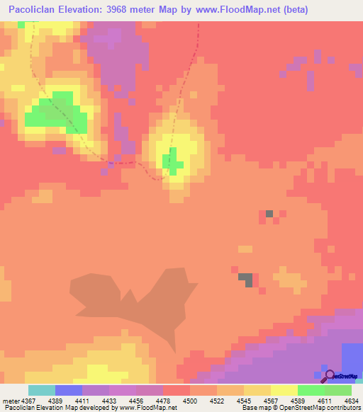 Pacoliclan,Peru Elevation Map