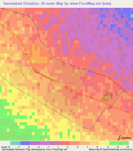 Samadabad,Azerbaijan Elevation Map