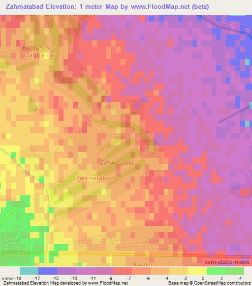 Zahmatabad,Azerbaijan Elevation Map