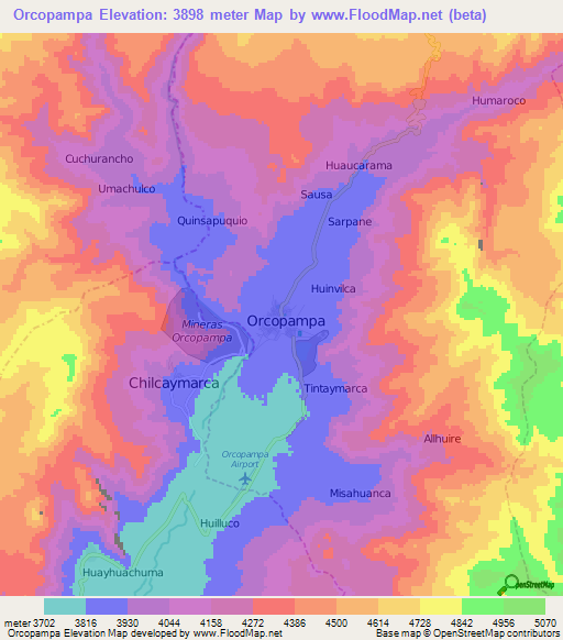 Orcopampa,Peru Elevation Map