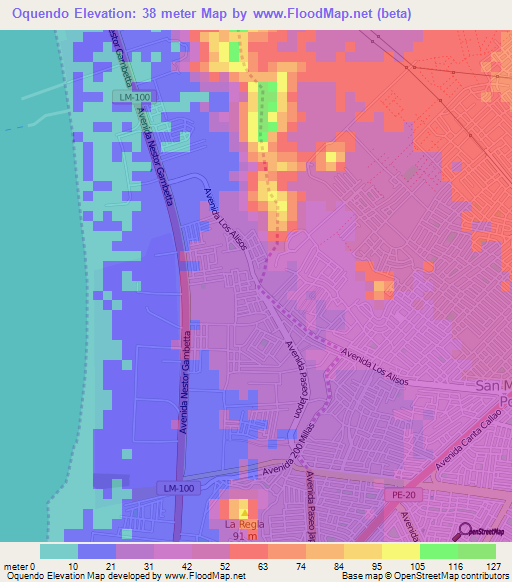 Oquendo,Peru Elevation Map