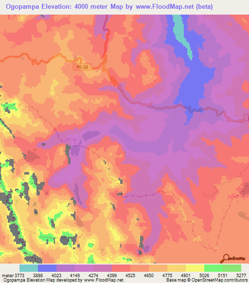 Ogopampa,Peru Elevation Map