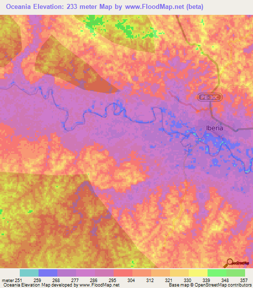 Oceania,Peru Elevation Map