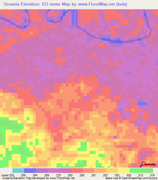 Oceania,Peru Elevation Map
