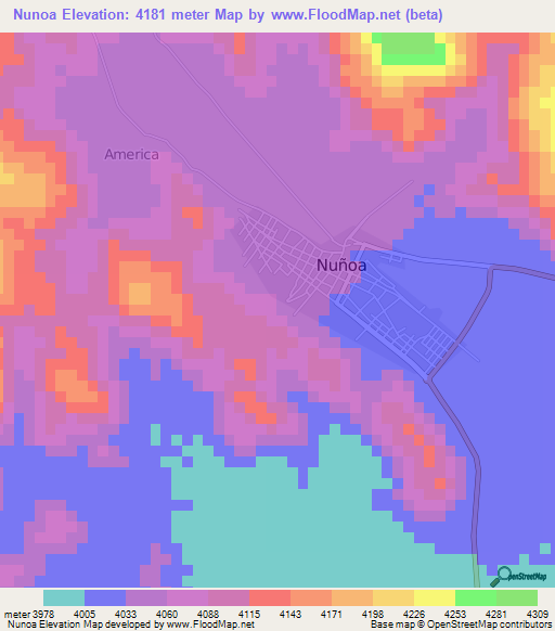Nunoa,Peru Elevation Map