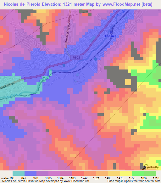 Nicolas de Pierola,Peru Elevation Map