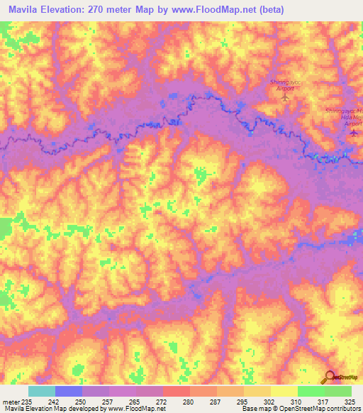 Mavila,Peru Elevation Map