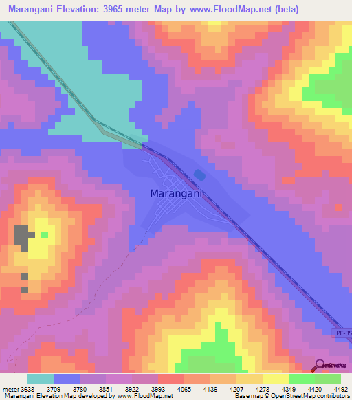 Marangani,Peru Elevation Map