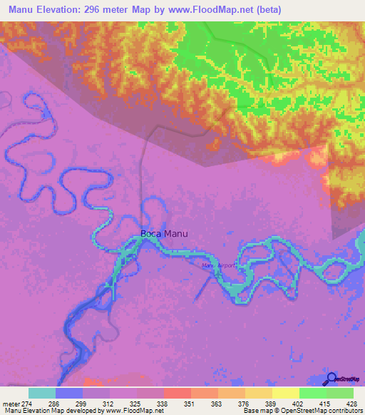 Manu,Peru Elevation Map