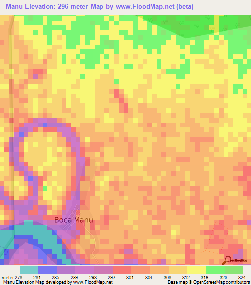 Manu,Peru Elevation Map