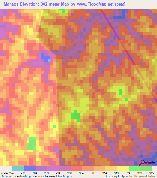 Manaos,Peru Elevation Map